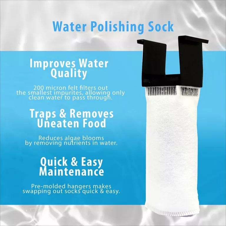 Enhance your water quality with Innovative Marines Fusion 20 Long. This ultimate polishing sock captures uneaten food, ensures quick maintenance, and features a 200-micron filtration system with pre-molded hangers for easy setup, ideal for any rimless design.