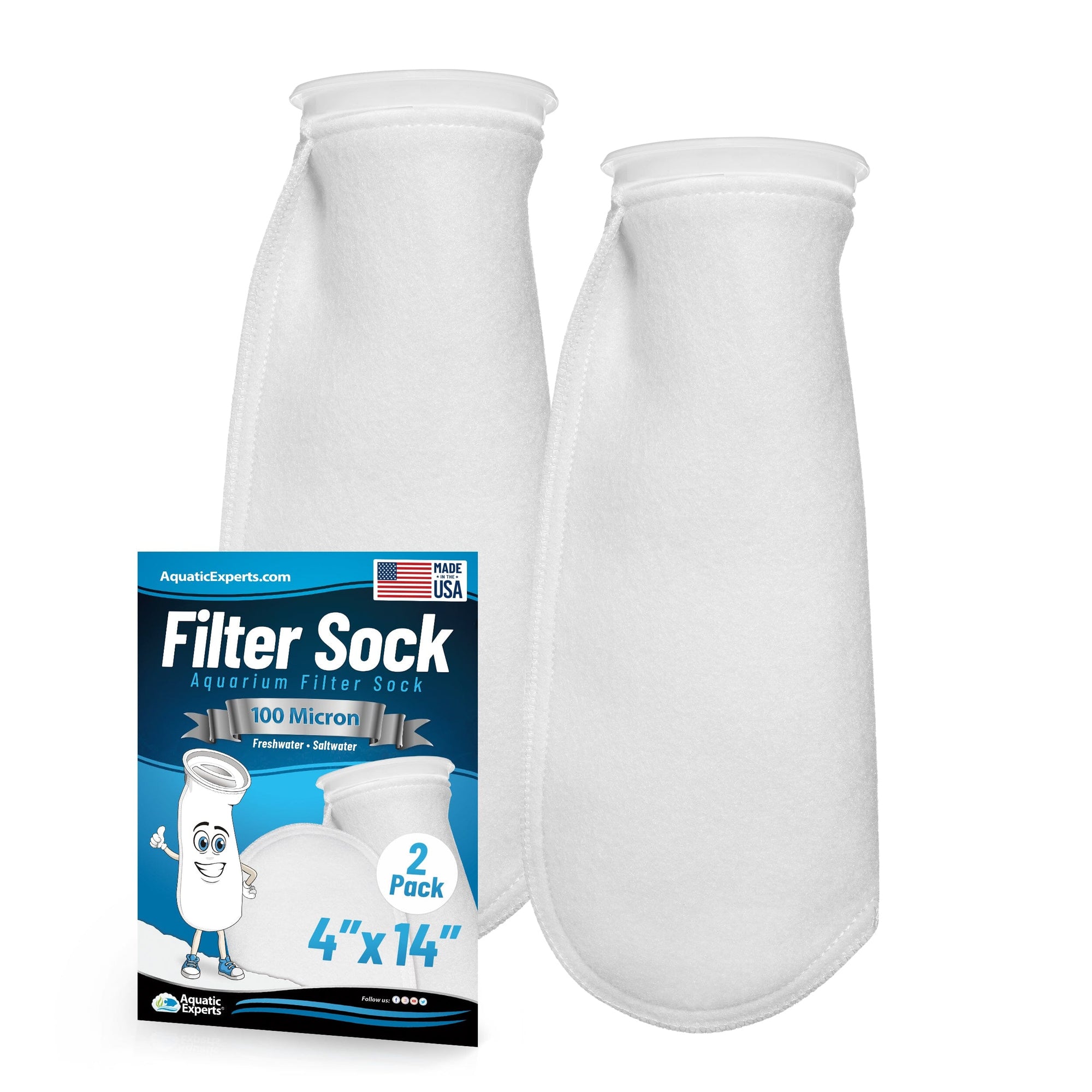 Aquatic Experts 4" Ring Filter Sock - 100 Micron for Reef Aquariums