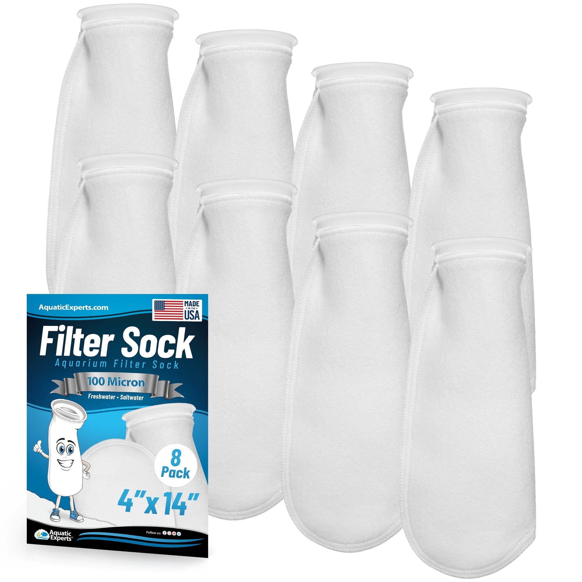 Aquatic Experts 4" Ring Filter Sock - 100 Micron for Reef Aquariums