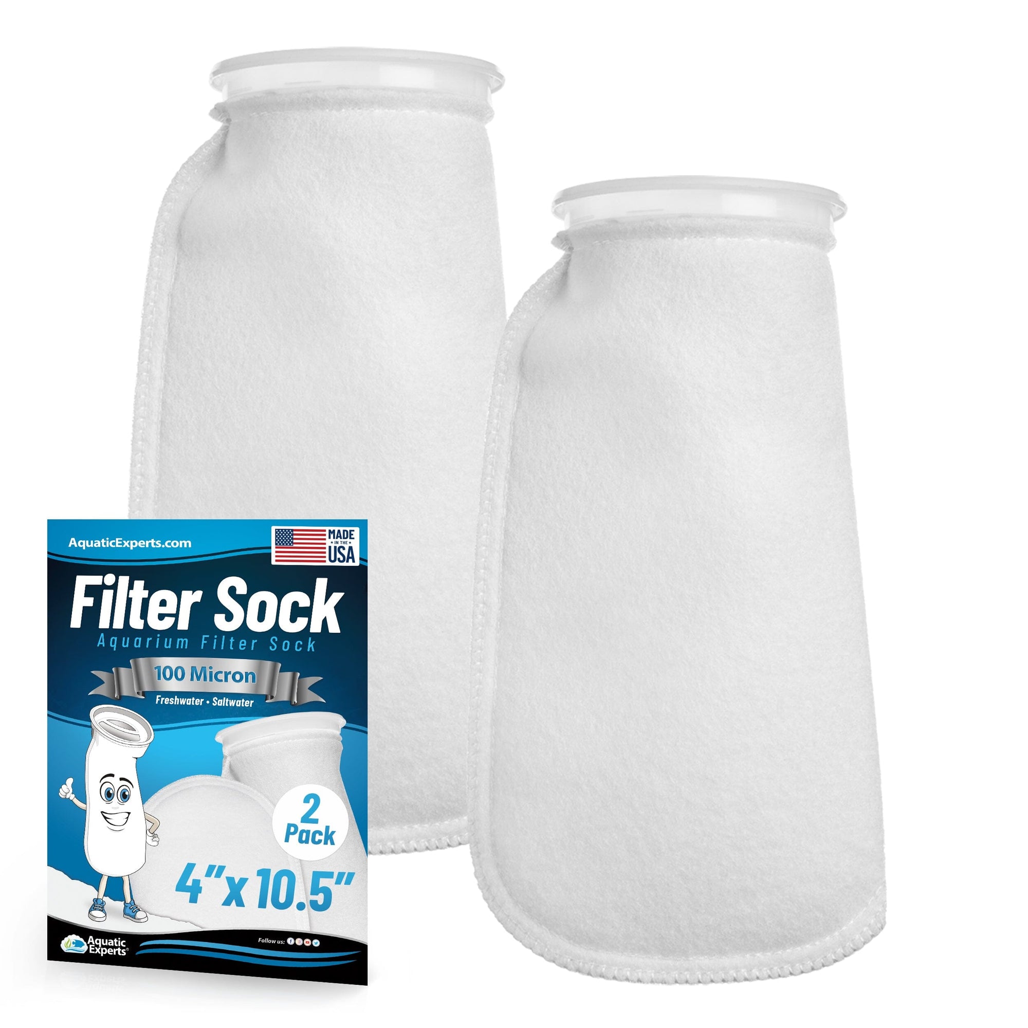 Aquatic Experts 4" Ring Filter Sock - 100 Micron for Reef Aquariums