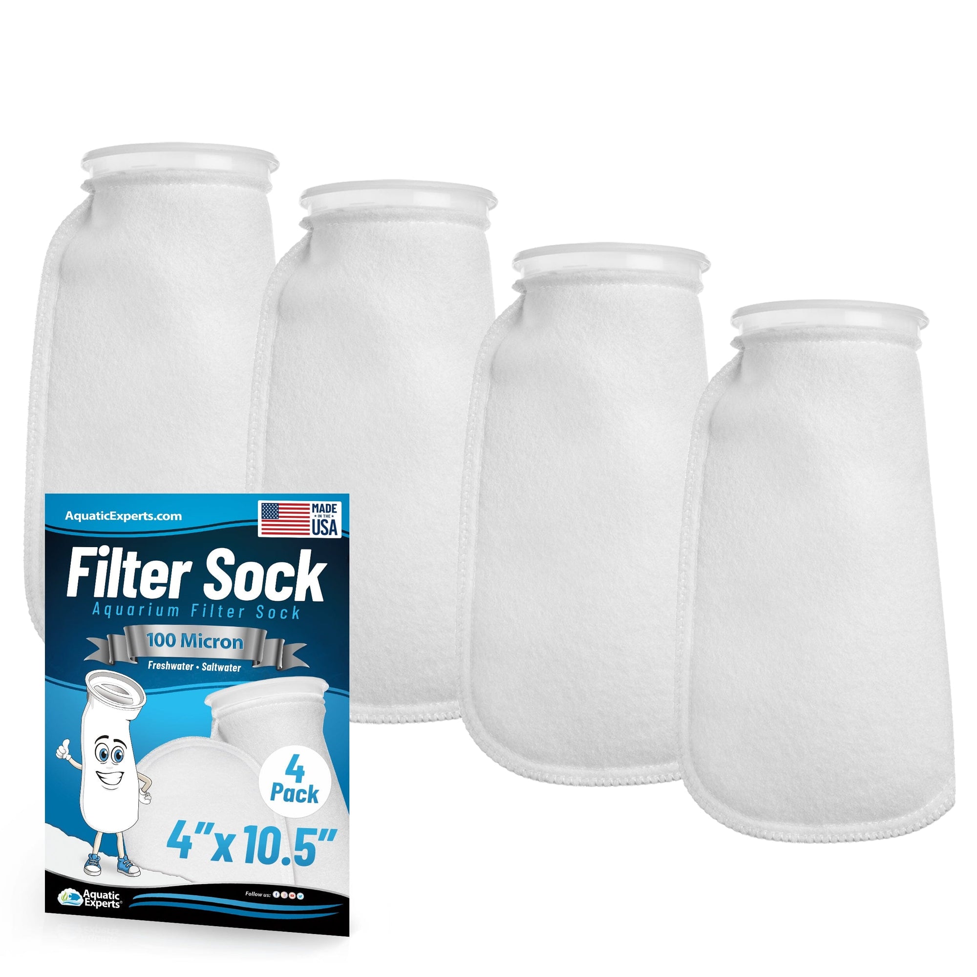 Aquatic Experts 4" Ring Filter Sock - 100 Micron for Reef Aquariums
