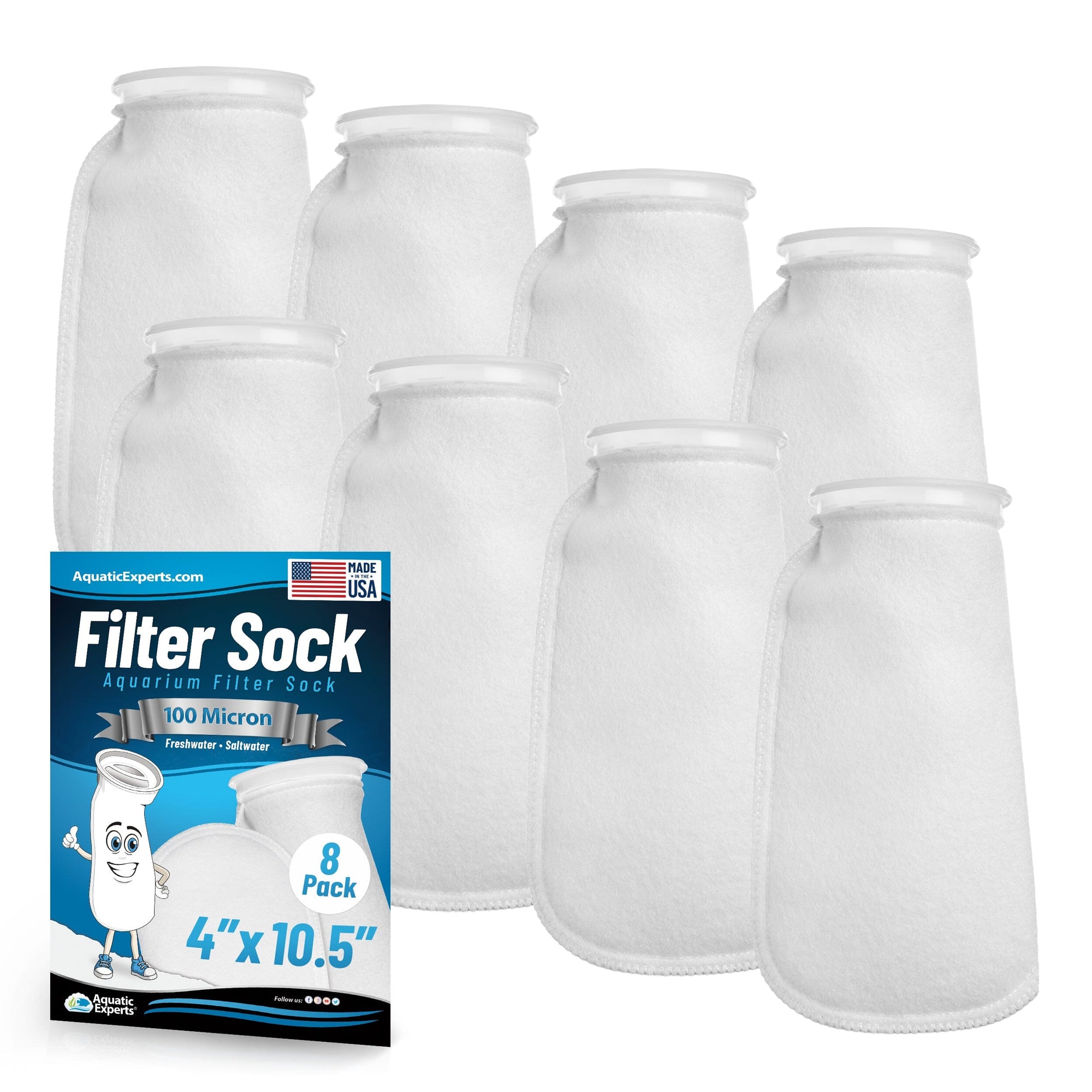 Aquatic Experts 4" Ring Filter Sock - 100 Micron for Reef Aquariums