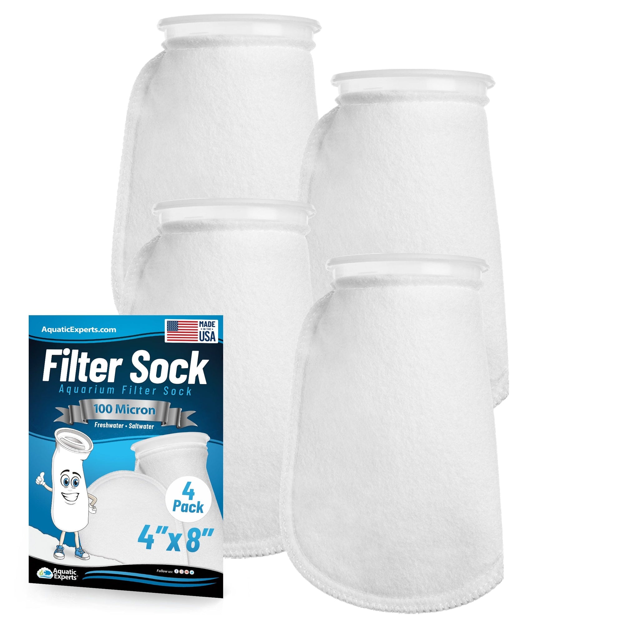 Aquatic Experts 4" Ring Filter Sock - 100 Micron for Reef Aquariums