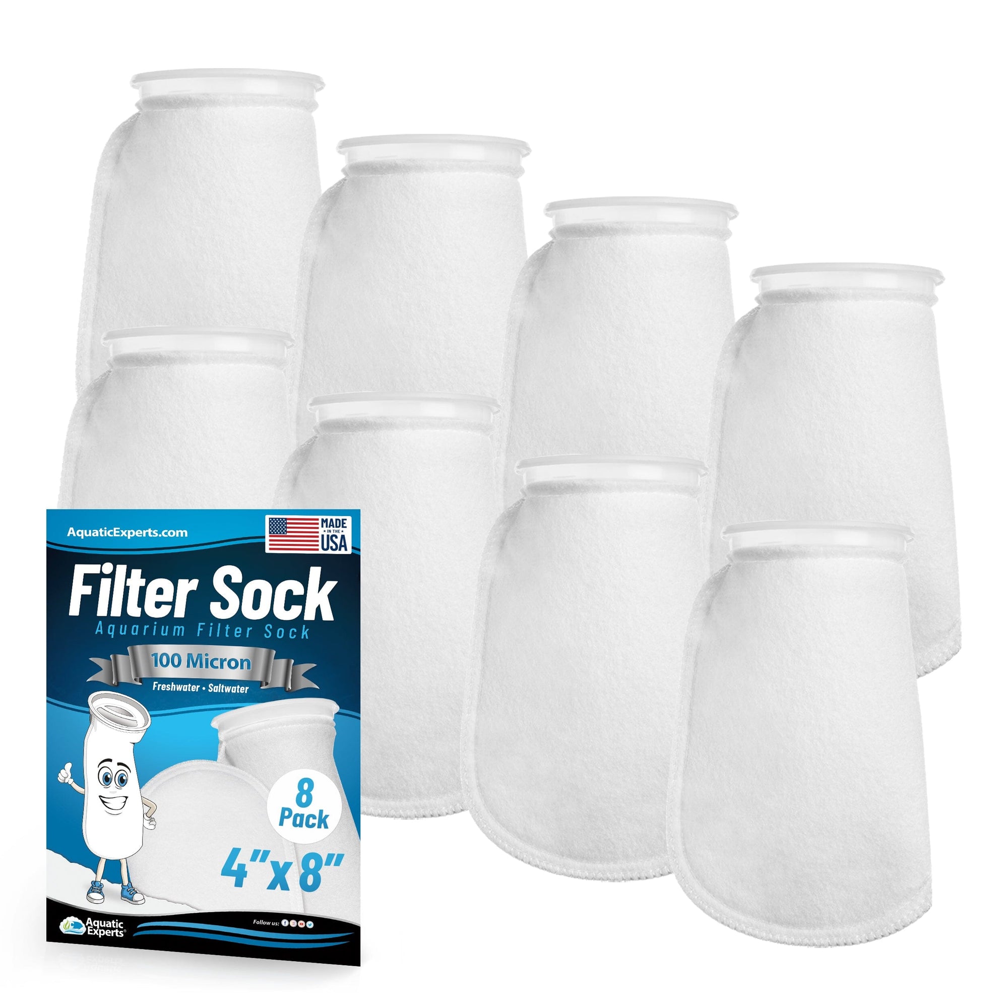 Aquatic Experts 4" Ring Filter Sock - 100 Micron for Reef Aquariums