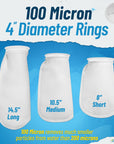 Aquatic Experts 4" Ring Filter Sock - 100 Micron for Reef Aquariums
