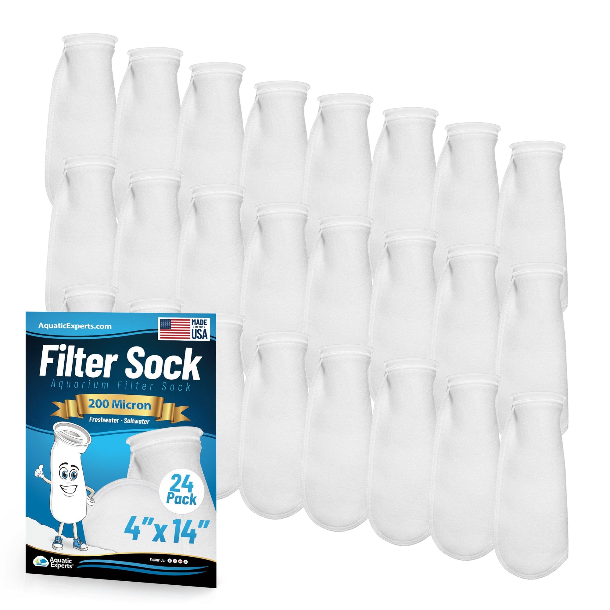 Aquatic Experts 4" Ring Filter Sock - 200 Micron for Reef Aquariums