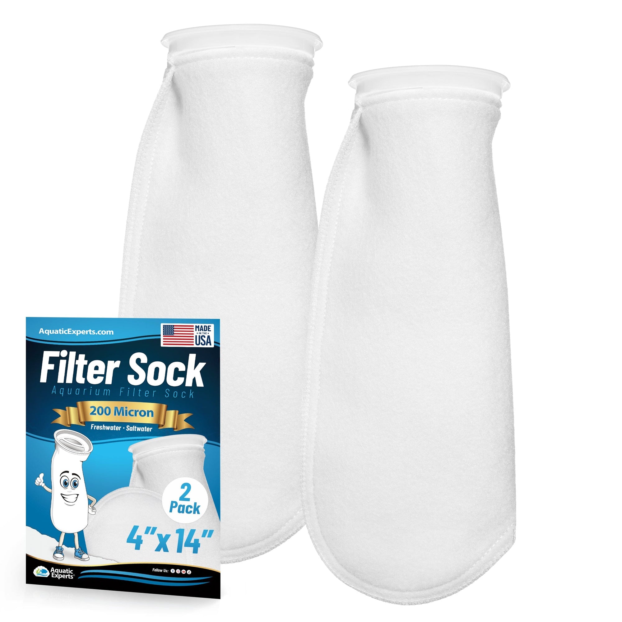 Aquatic Experts 4" Ring Filter Sock - 200 Micron for Reef Aquariums