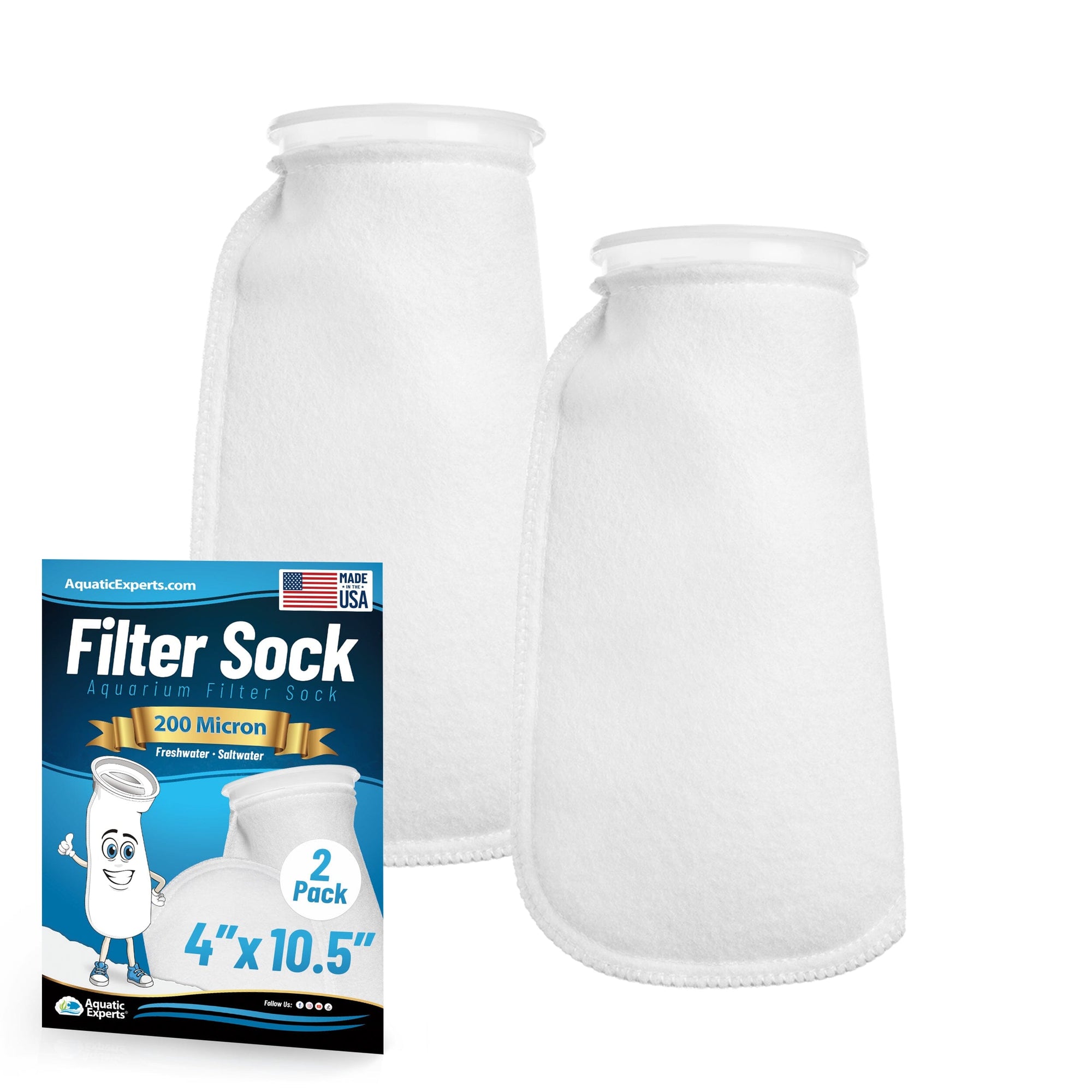 Aquatic Experts 4" Ring Filter Sock - 200 Micron for Reef Aquariums
