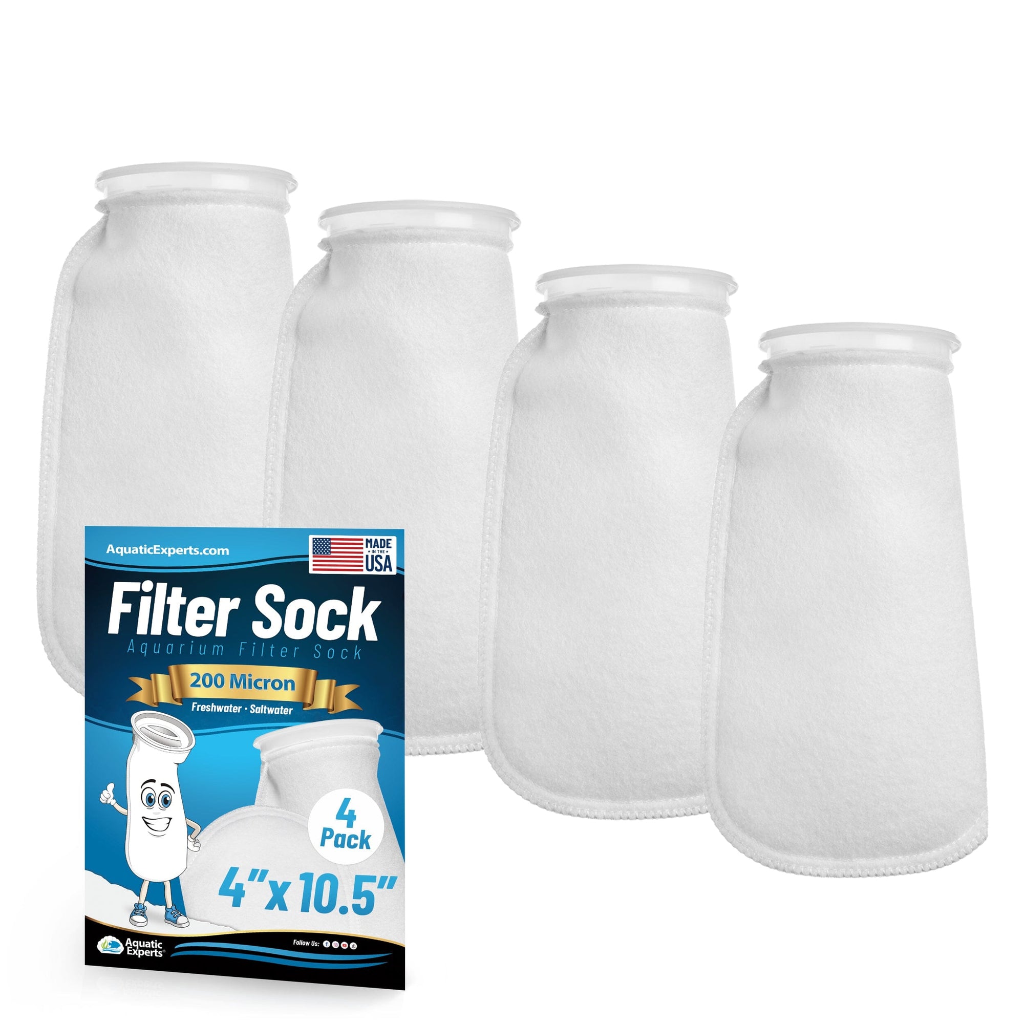 Aquatic Experts 4" Ring Filter Sock - 200 Micron for Reef Aquariums