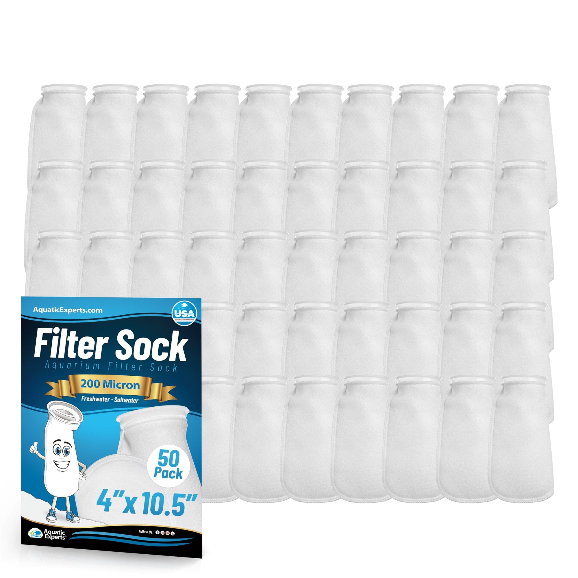 Aquatic Experts 4" Ring Filter Sock - 200 Micron for Reef Aquariums