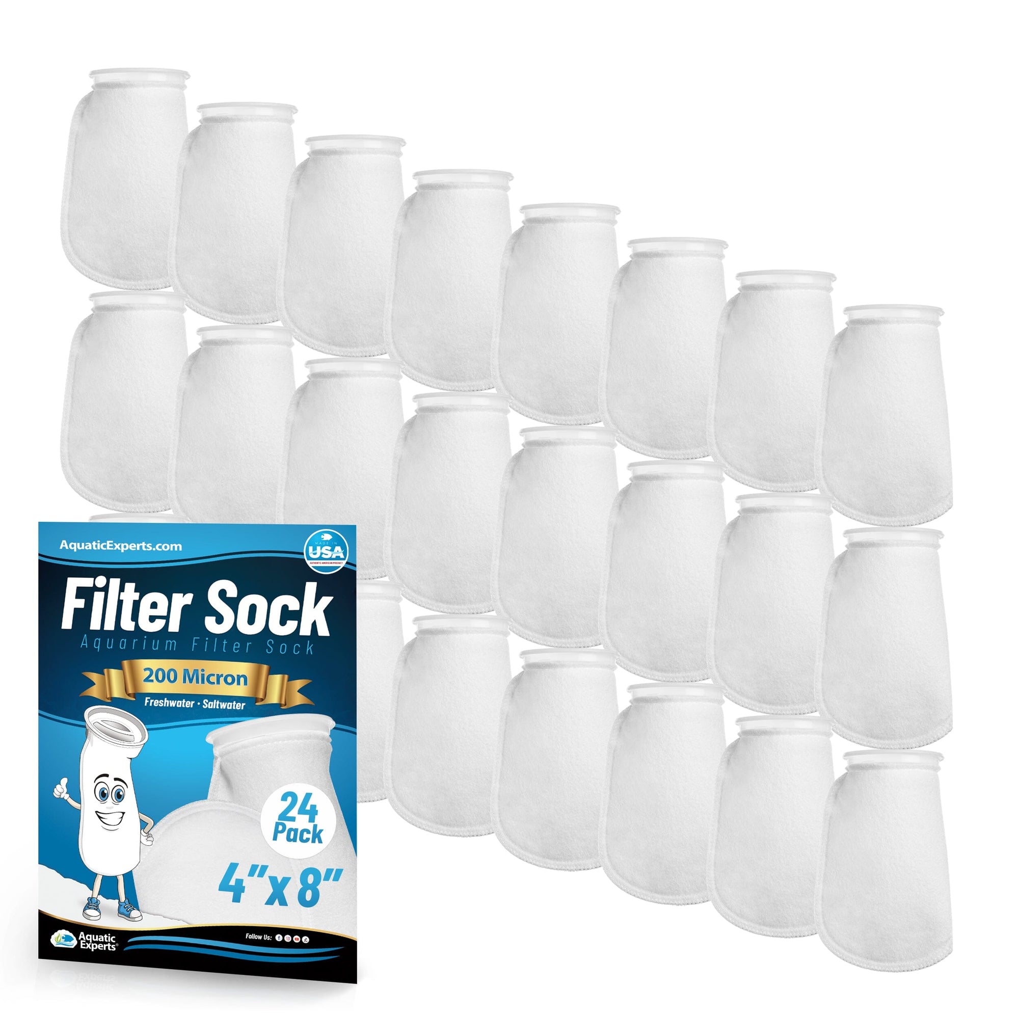 Aquatic Experts 4" Ring Filter Sock - 200 Micron for Reef Aquariums