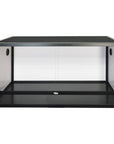 The Reptile Habitats - 4x2x2 (120 Gallon) Premium PVC Panel Reptile Enclosure is a spacious black terrarium with an aluminum frame, glass front and sides, and a metal mesh top. It features side ventilation holes for optimal reptile or small animal housing.