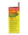 Image of a Zoo Med - ReptiSun - 10.0 UVB 13 Watt Desert lamp box, featuring illustrations of desert reptiles and text promoting UVBs benefits like bone health support and natural behavior stimulation.