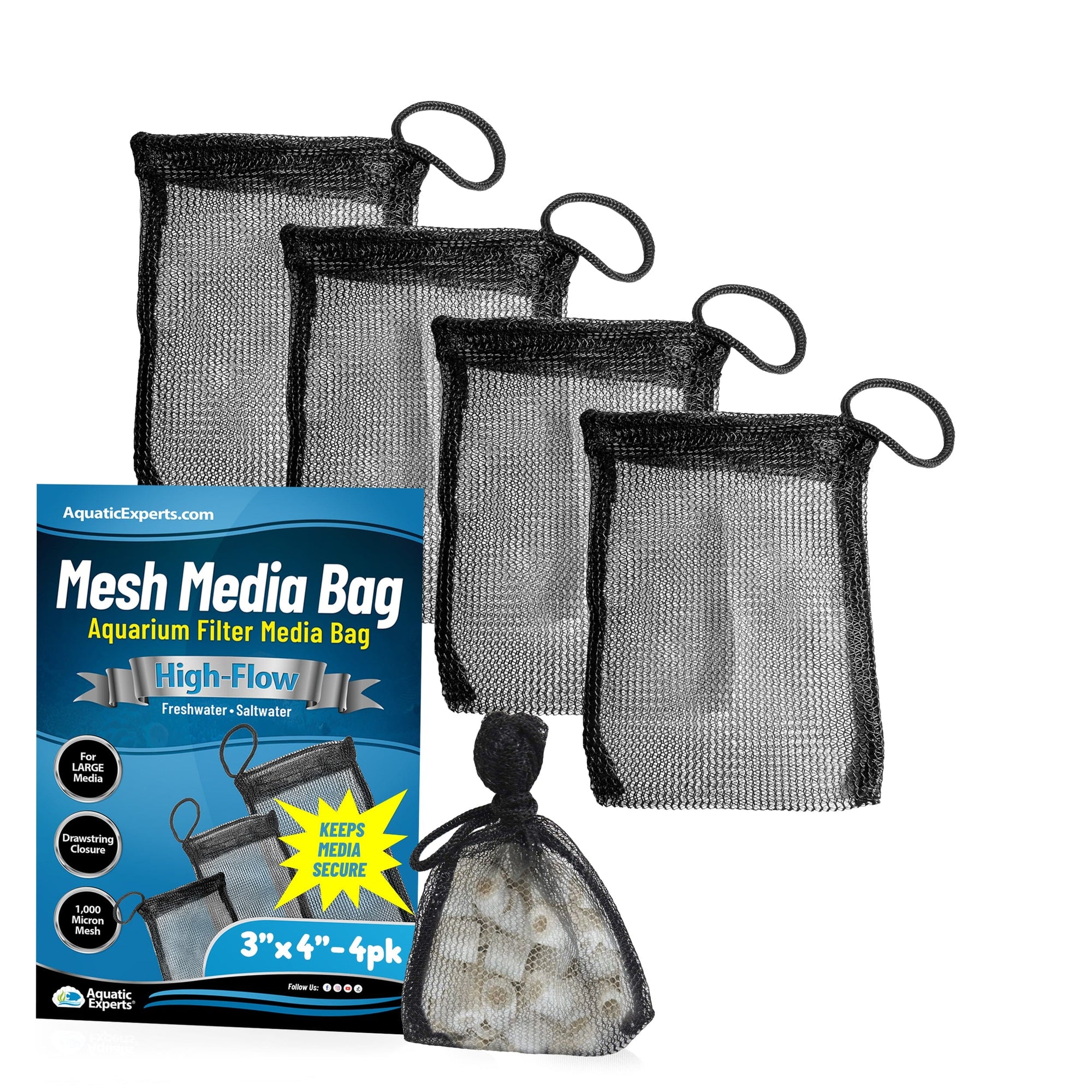 Aquatic Experts Aquarium Filter Bag - High Flow Mesh Media Bags - Ideal for Efficient Aquarium Filtration