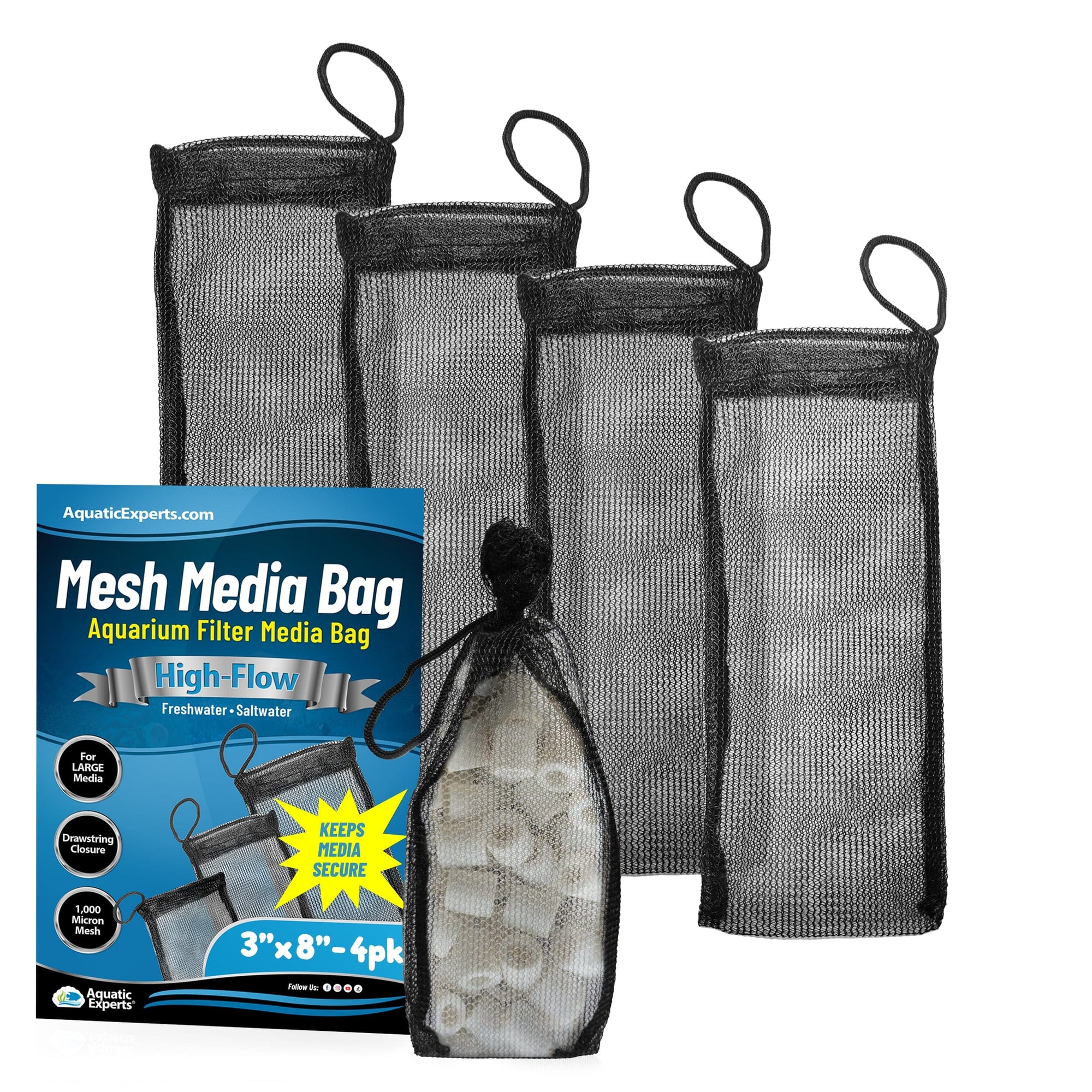 Aquatic Experts Aquarium Filter Bag - High Flow Mesh Media Bags - Ideal for Efficient Aquarium Filtration