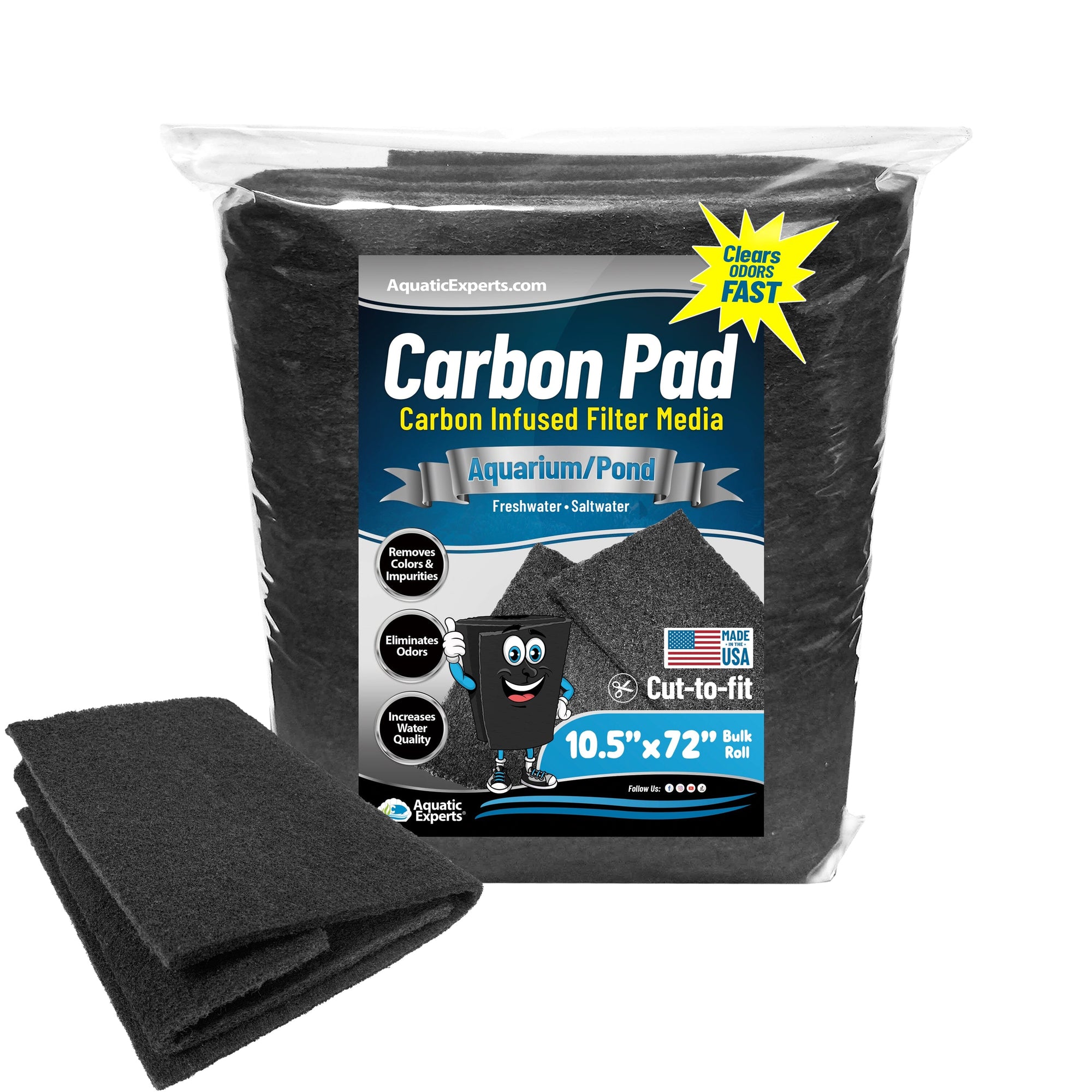 Aquatic Experts Aquarium Carbon Filter Pad - Premium Activated Carbon Filter Pads for Crystal Clear Aquariums