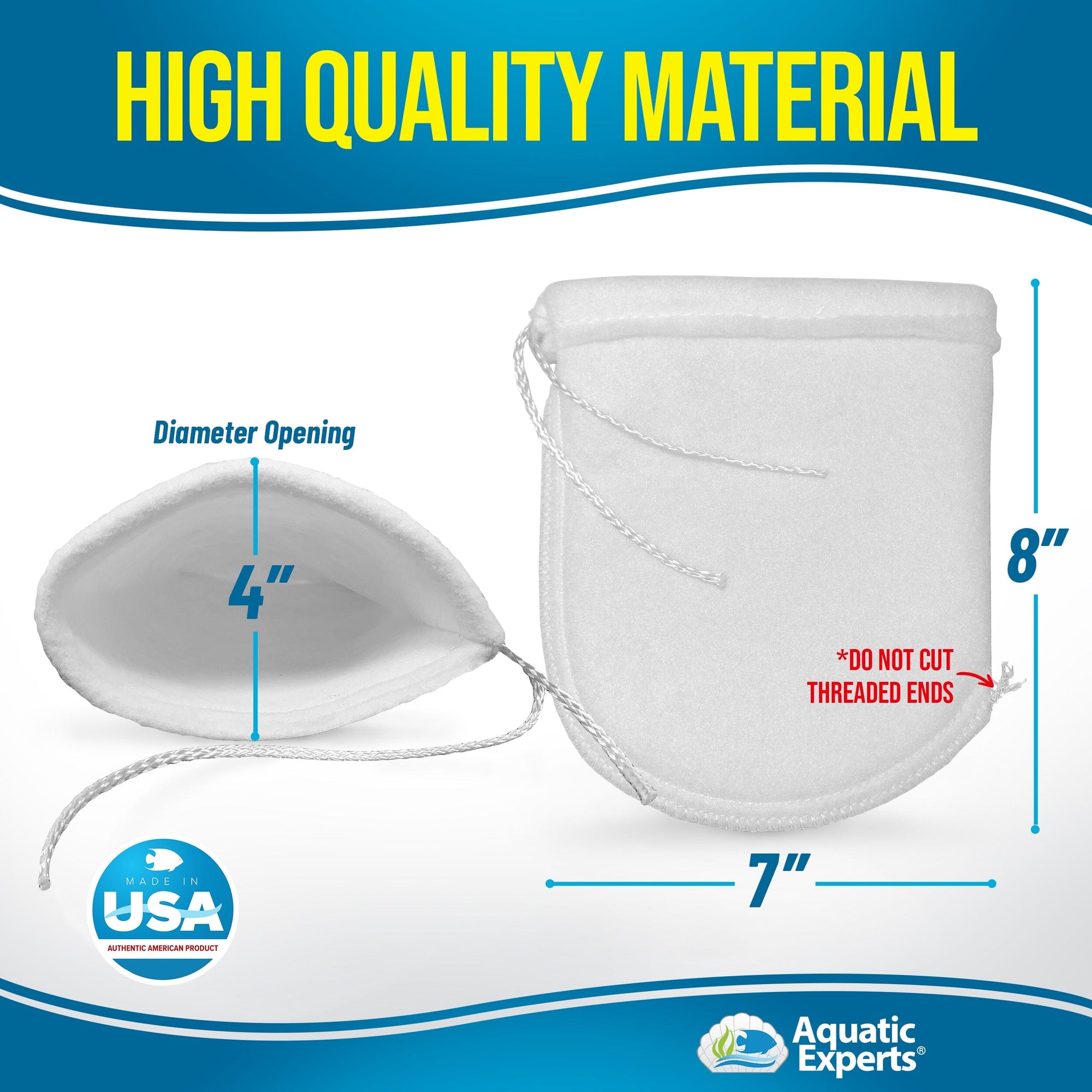 Aquatic Experts Drawstring Filter Sock - 200 Micron for Reef Aquariums