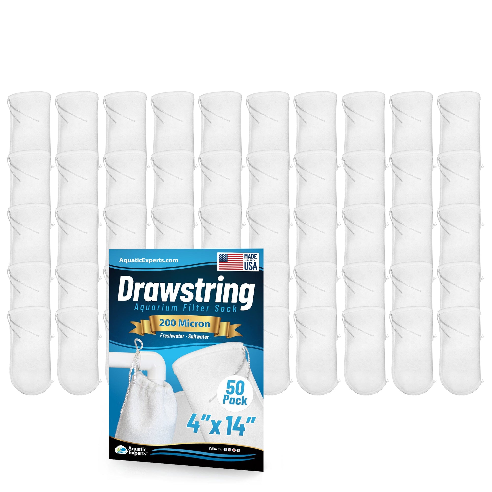 Aquatic Experts Drawstring Filter Sock - 200 Micron for Reef Aquariums