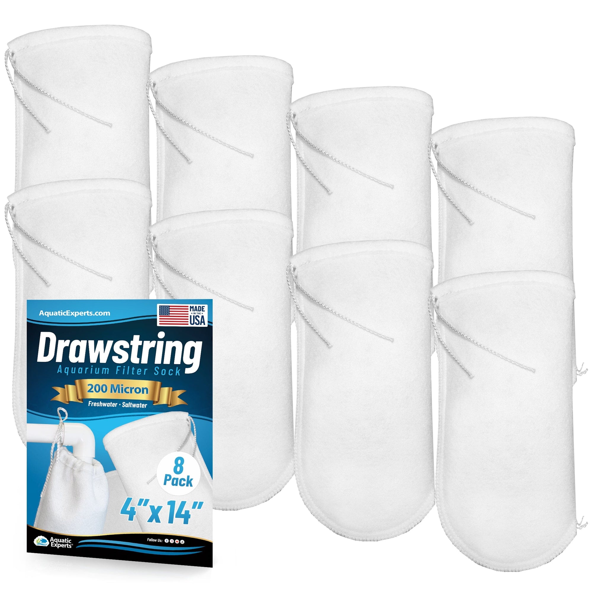 Aquatic Experts Drawstring Filter Sock - 200 Micron for Reef Aquariums