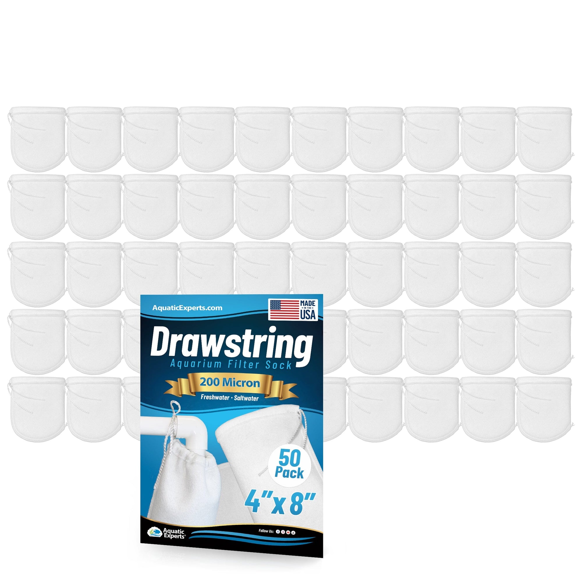 Aquatic Experts Drawstring Filter Sock - 200 Micron for Reef Aquariums