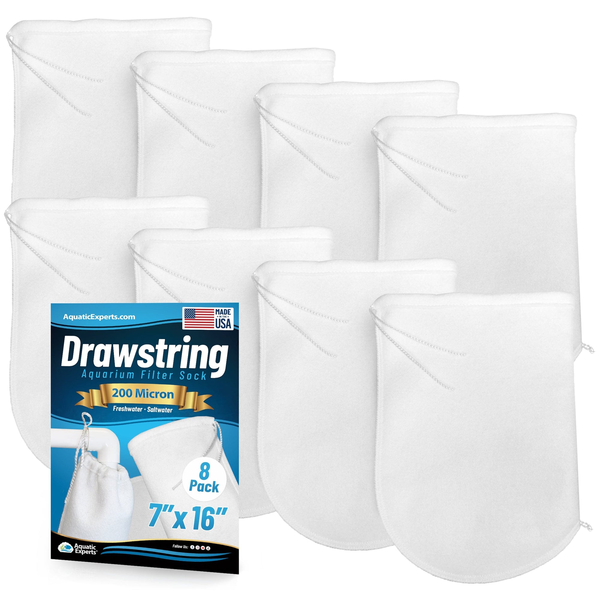 Aquatic Experts Drawstring Filter Sock - 200 Micron for Reef Aquariums