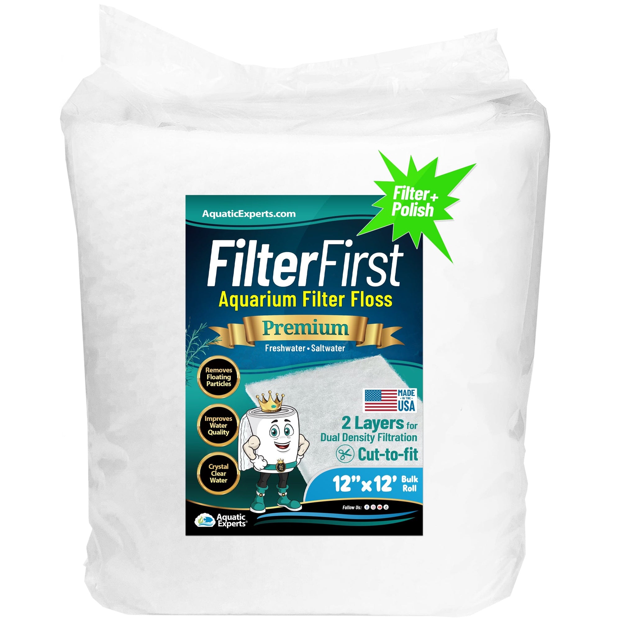 Aquarium Filter Floss - FilterFirst Pad Media Roll for Crystal Clear Water