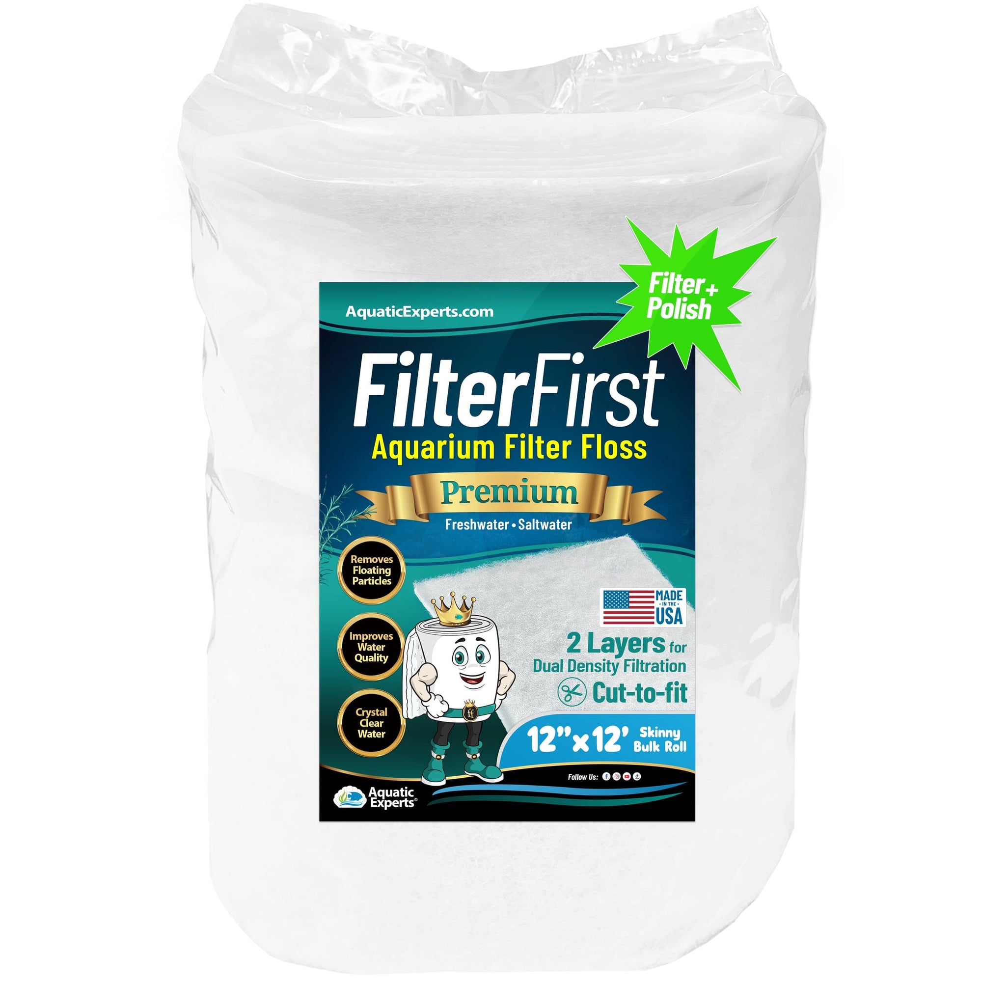 Aquarium Filter Floss - FilterFirst Pad Media Roll for Crystal Clear Water