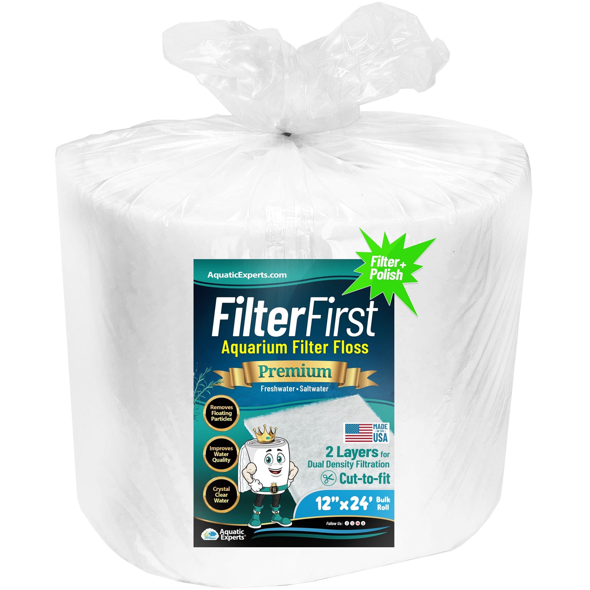 Aquarium Filter Floss - FilterFirst Pad Media Roll for Crystal Clear Water