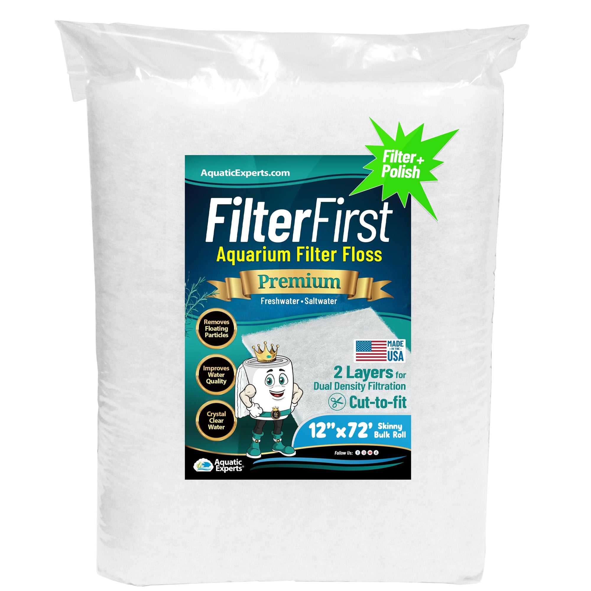 Aquarium Filter Floss - FilterFirst Pad Media Roll for Crystal Clear Water