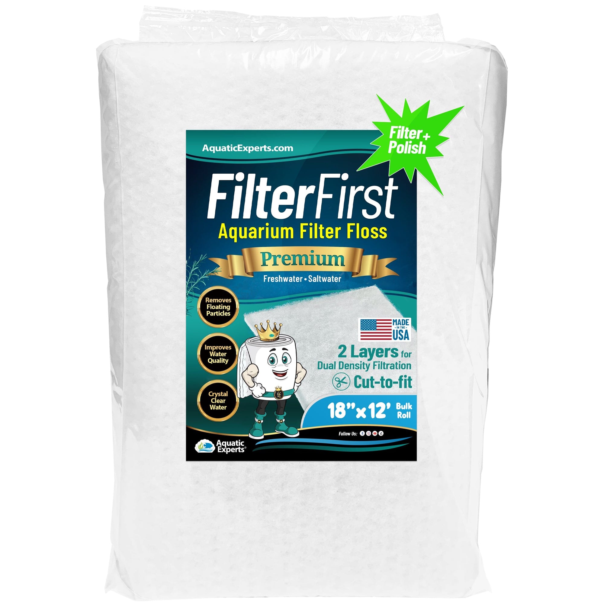 Aquarium Filter Floss - FilterFirst Pad Media Roll for Crystal Clear Water