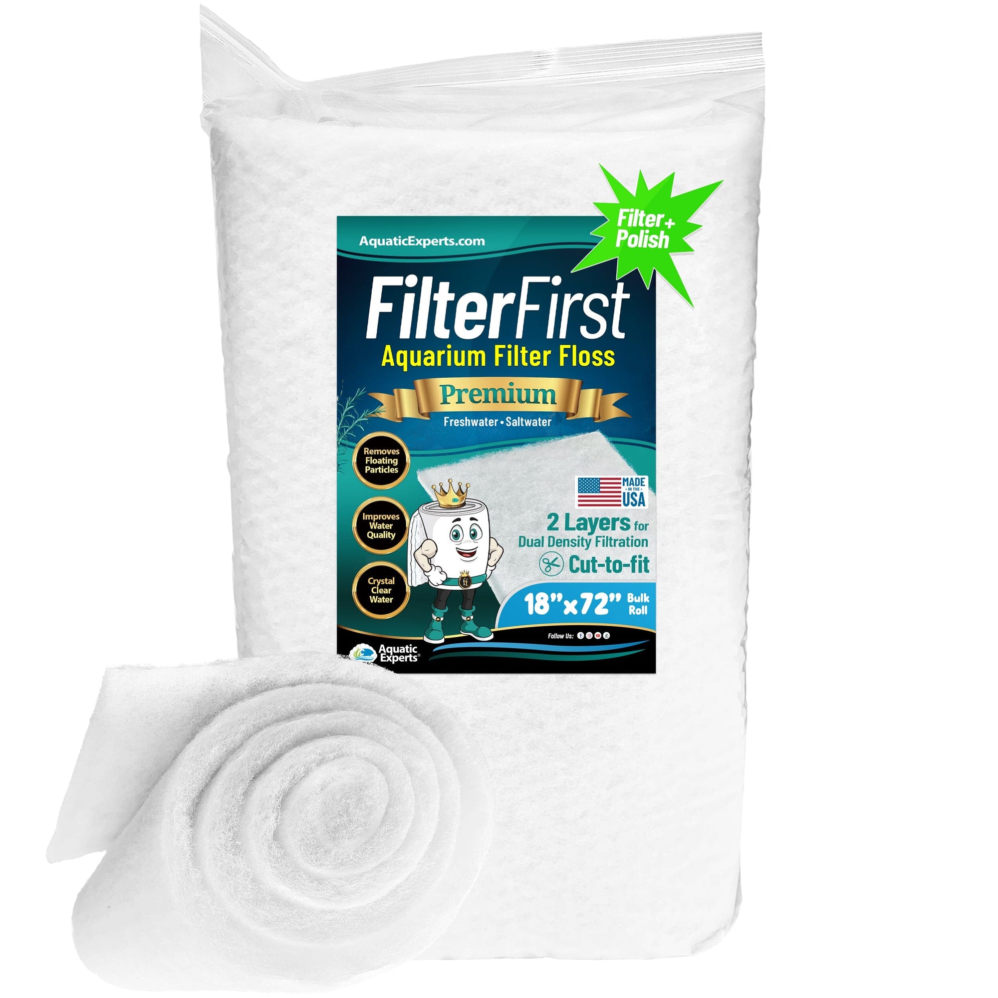 Aquarium Filter Floss - FilterFirst Pad Media Roll for Crystal Clear Water