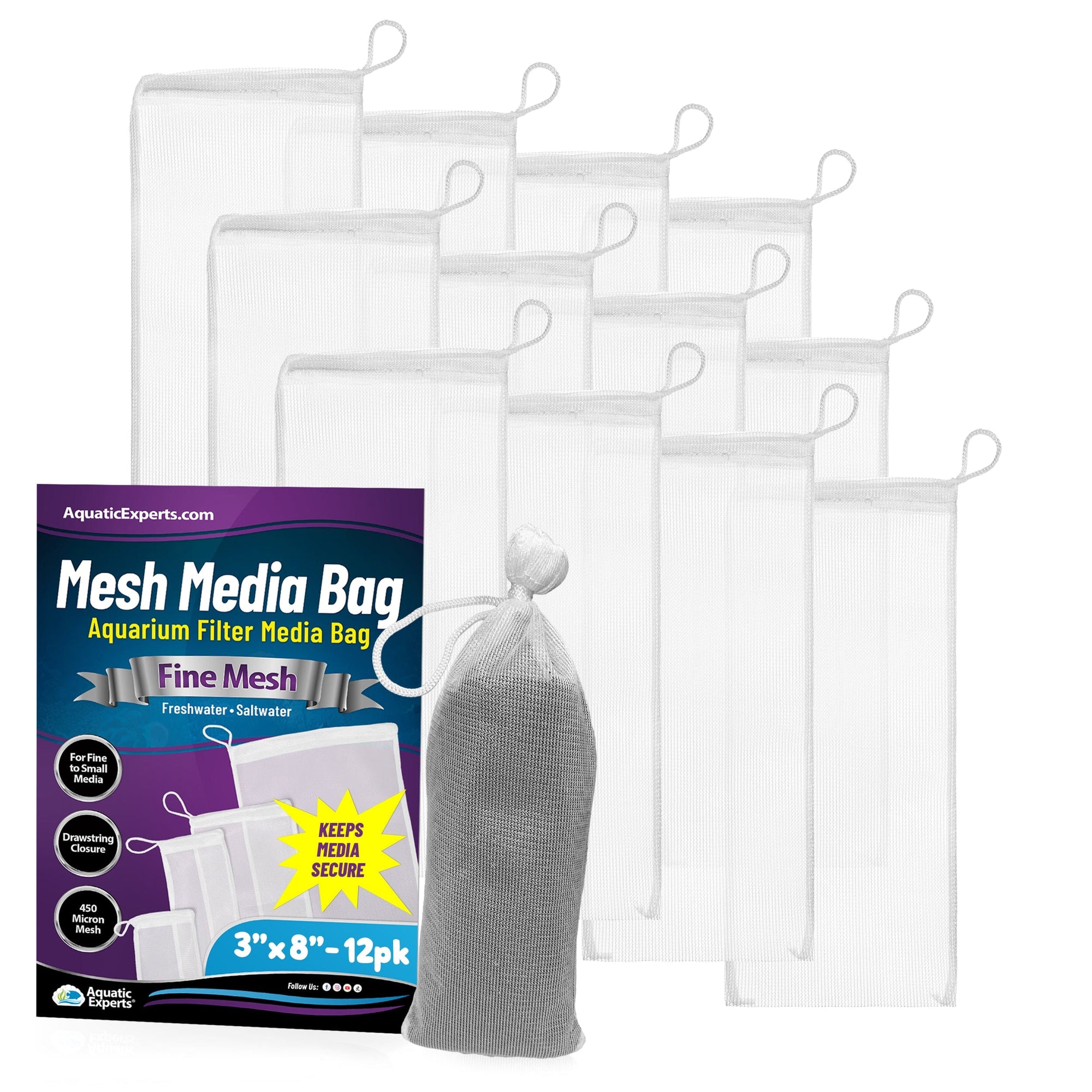 Aquatic Experts Aquarium Mesh Bag - Fine Mesh Media Bags - Perfect for Efficient Aquarium Filtration
