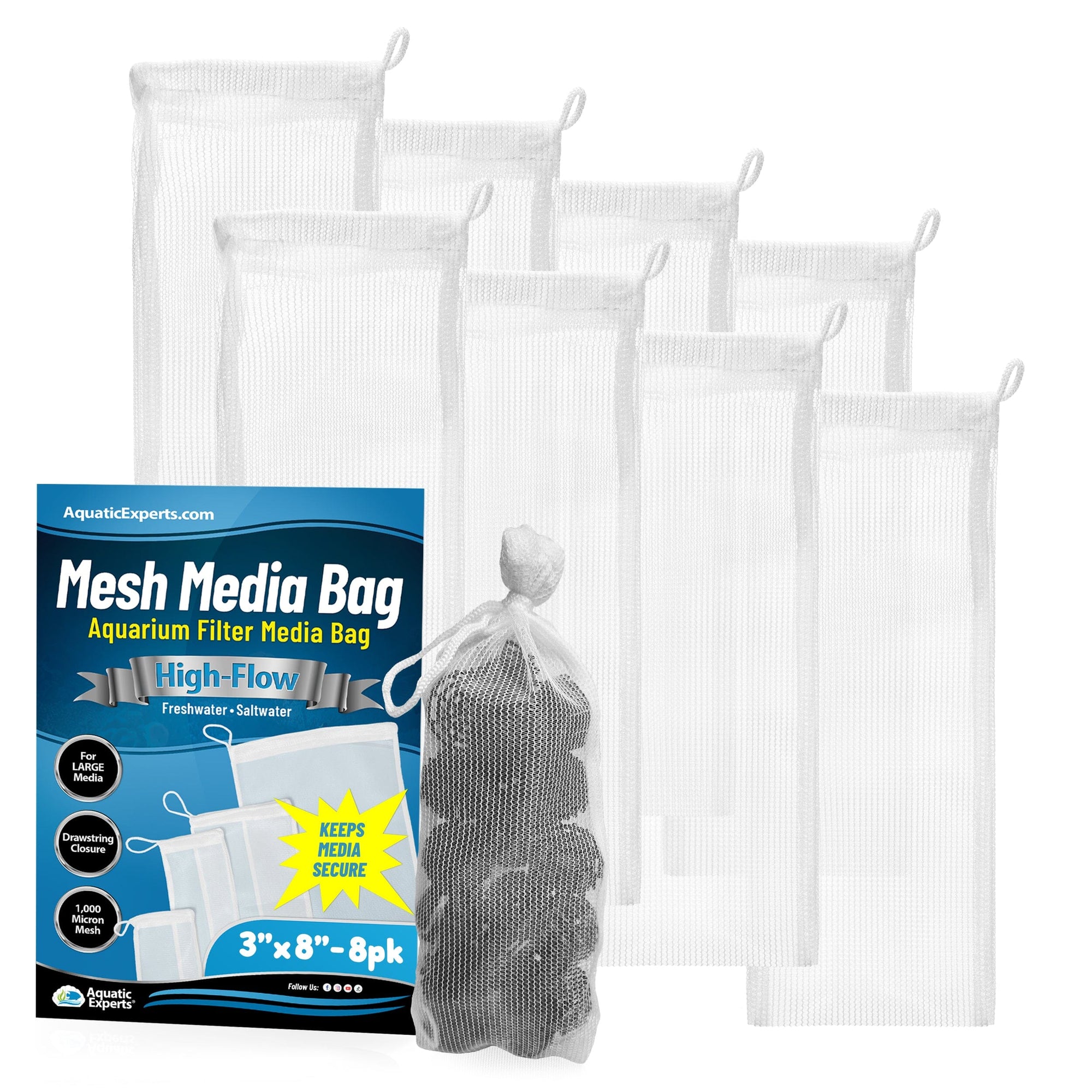 Aquatic Experts Aquarium Filter Bag - High Flow Mesh Media Bags - Ideal for Efficient Aquarium Filtration