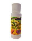 A white bottle of Nature Zone - Reptile Appetite Plus+ features a green and yellow label with a lizard image, claiming to boost and stimulate reptile appetites.
