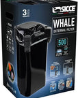 The Sicce Whale 500 Canister Filter is ideal for 300-500L aquariums, featuring an 18W power output and a reliable 3-year warranty. It offers easy maintenance with a self-priming system, quick start, adjustable flow, and efficient filtration.