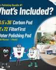 Aquarium Bundle - Carbon Filter 10.5"x36" + FilterFirst 12"x72"+ Polishing Pad 100 Micron Bundle