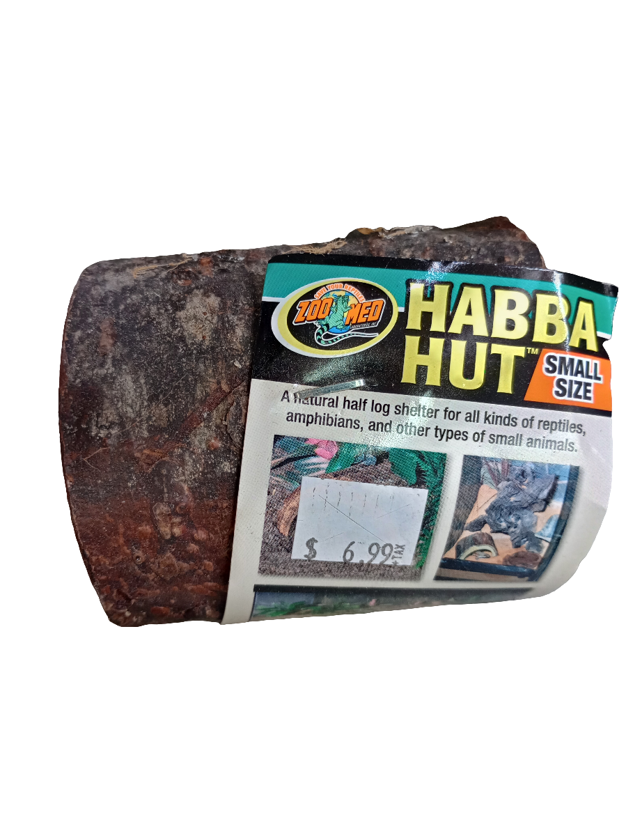 The ZooMed Habba Hut Small, a bark-covered log, provides a cozy shelter for reptiles, amphibians, and small animals at an affordable price of $6.99.
