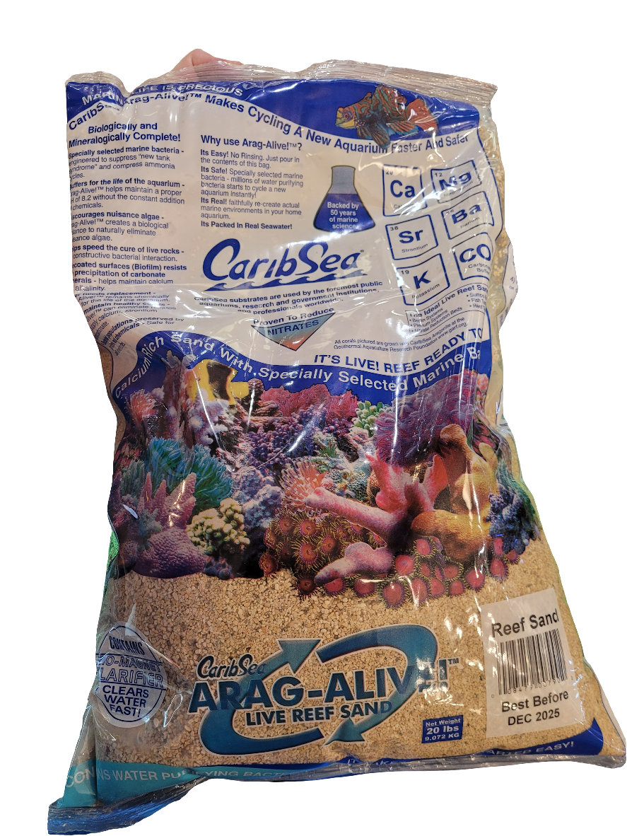 CaribSea Live Reef Sand 20 lbs - Premium Live Aragonite Sand with Marine Bacteria
