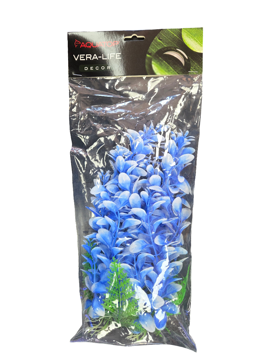 Aquatop Vera-life Aquarium Decor - 12" Blue/White Artificial Plant