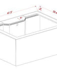 Discover the Innovative Marine - INT 150 Lagoon Aquarium w/ APS Stand, highlighted by a diagram of a 47.3L x 35.4W x 19.7H rectangular box outlined in red dashed lines for clarity, exemplifying pinnacle design!.
