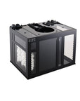 The Innovative Marine - INT 112 Gallon Lagoon Aquarium Complete Reef System, designed for NUVO Aquariums, features a black and clear acrylic sump with compartments and media, optimizing water flow and clarity in both freshwater and saltwater reef setups.