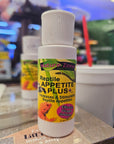 Close-up of a 2 oz (59 ml) Nature Zone - Reptile Appetite Plus+ bottle, labeled to boost and stimulate reptile appetites, featuring a small reptile image.