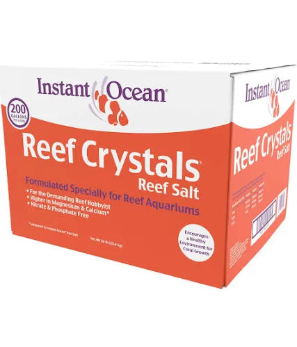 Instant Ocean - Reef Crystals Reef Salt is designed for reef aquariums, enriched with magnesium and calcium, and is free from nitrates and phosphates. This box covers 200 gallons.
