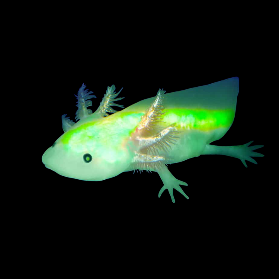 GFP Leucistic Axolotl - Fluorescent White Live Pet