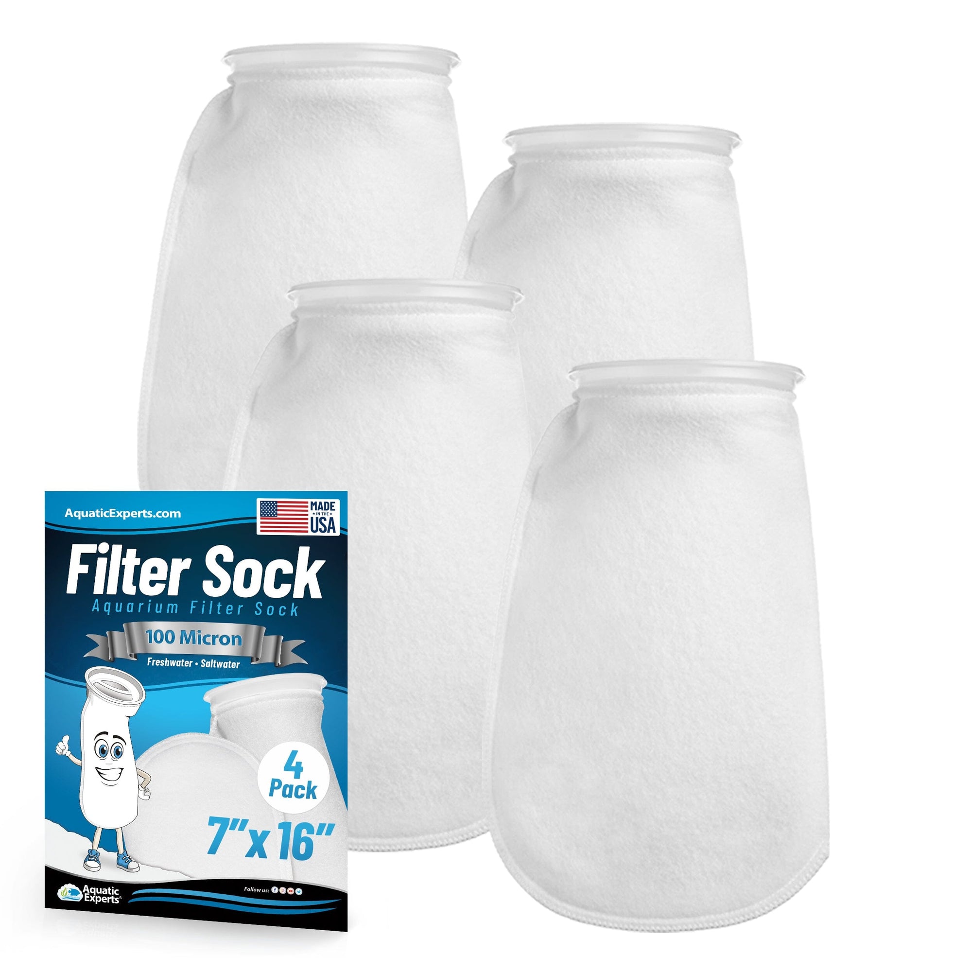 Aquatic Experts 7&quot; Ring Filter Sock - 100 Micron for Large Reef Systems