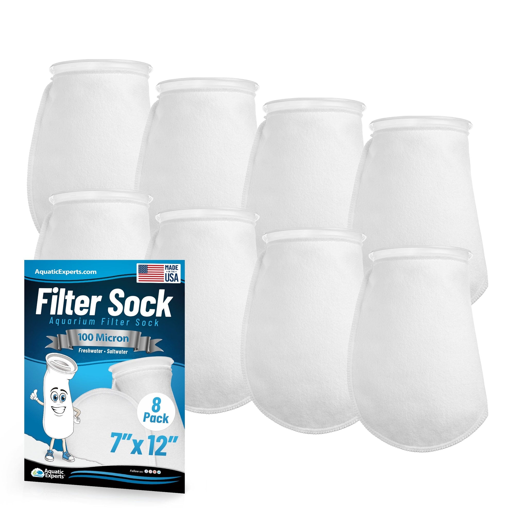 Aquatic Experts 7&quot; Ring Filter Sock - 100 Micron for Large Reef Systems