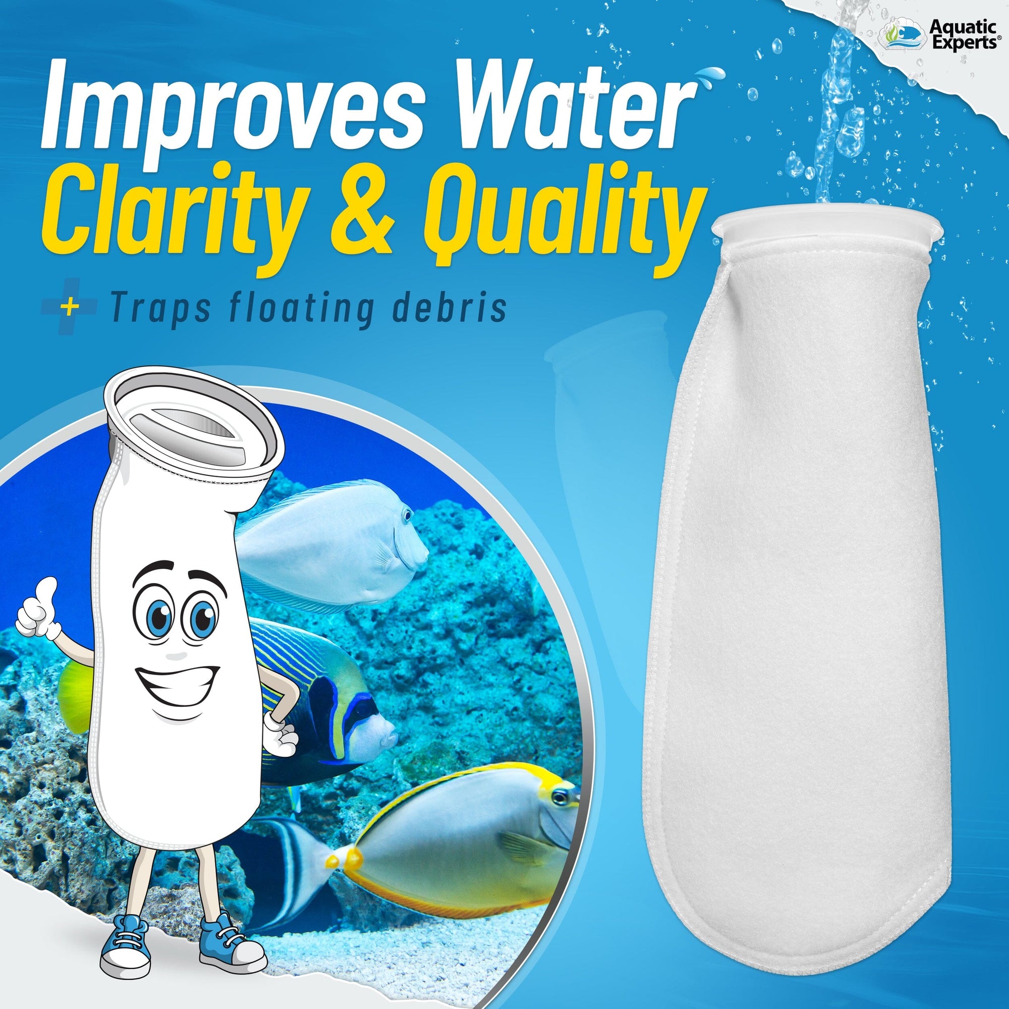 Aquatic Experts 4&quot; Ring Filter Sock - 200 Micron for Reef Aquariums