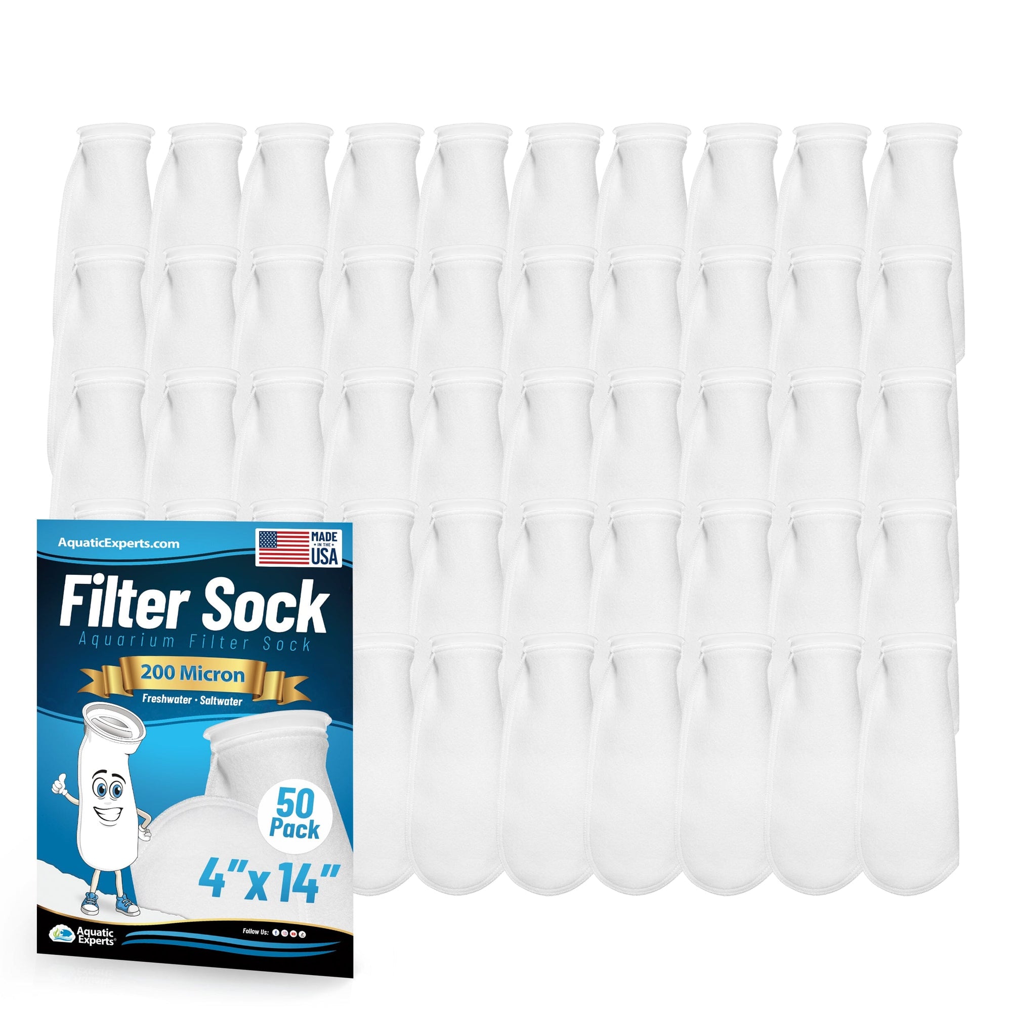 Aquatic Experts 4&quot; Ring Filter Sock - 200 Micron for Reef Aquariums