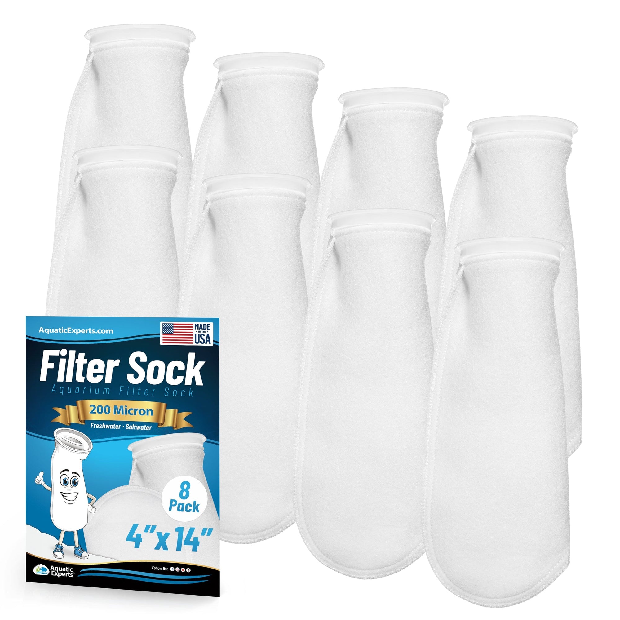 Aquatic Experts 4&quot; Ring Filter Sock - 200 Micron for Reef Aquariums