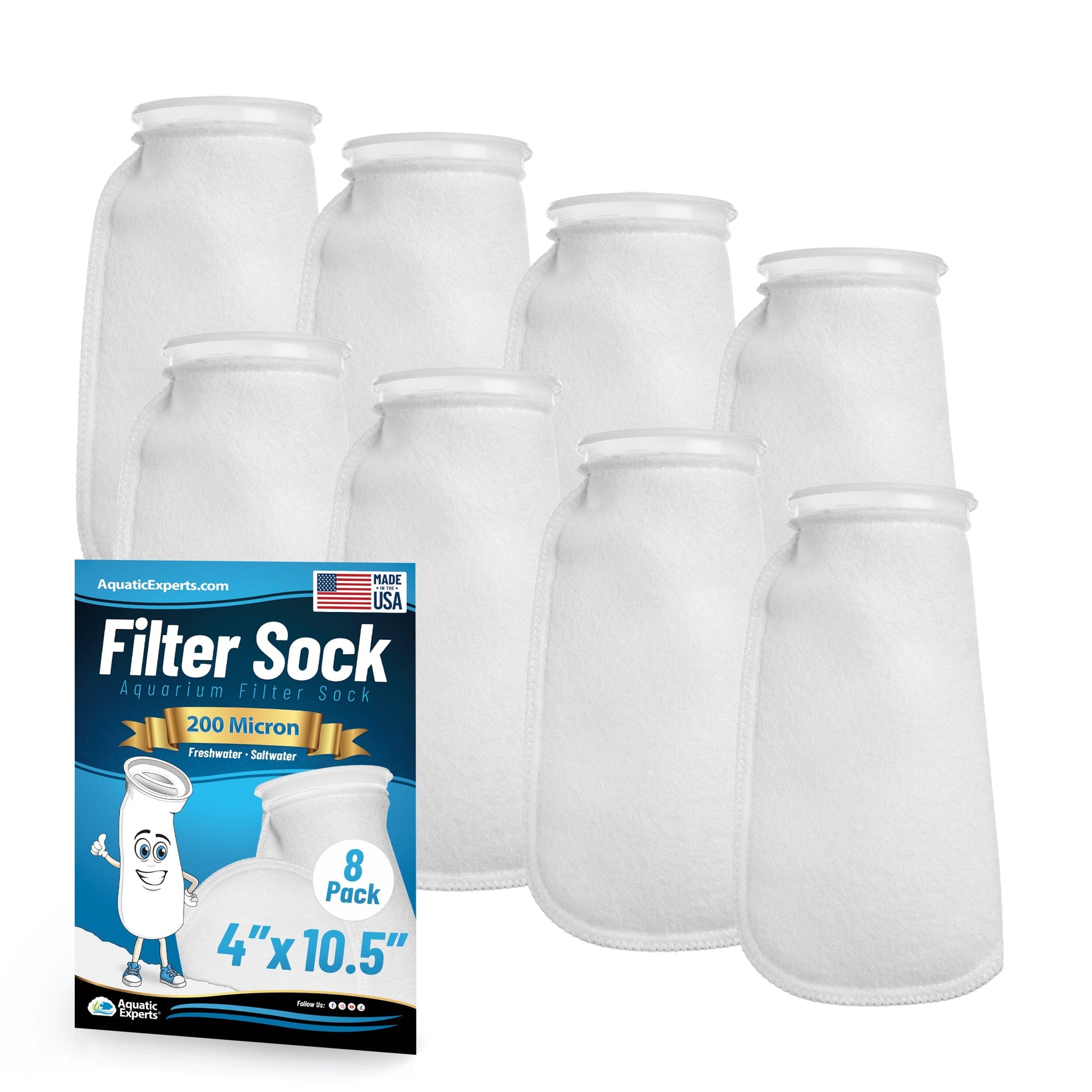 Aquatic Experts 4&quot; Ring Filter Sock - 200 Micron for Reef Aquariums